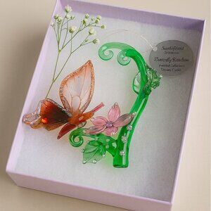 Ashton Drake Art Glass Ornament VTG Heirloom Butterfly Dewdrop Garden Friends